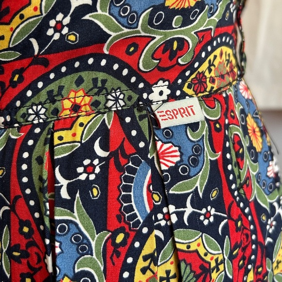 Vintage Esprit Button-Front Mosiac Skirt – Bold Floral Print – 1980s/90s - Picture 5 of 12